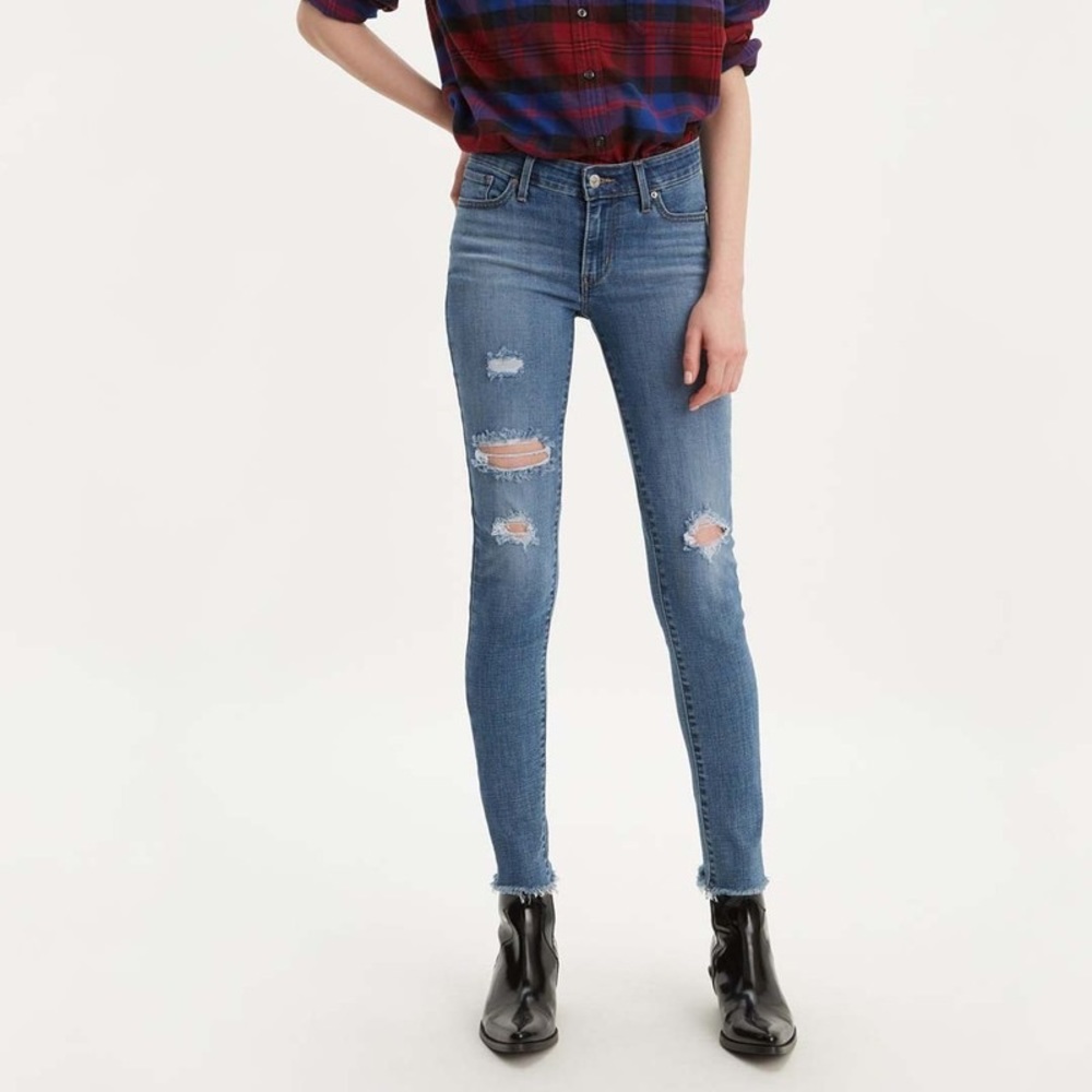 LEVI'S WOMEN'S 711 SKINNY JEANS-HAWAII BLUE-W27L28